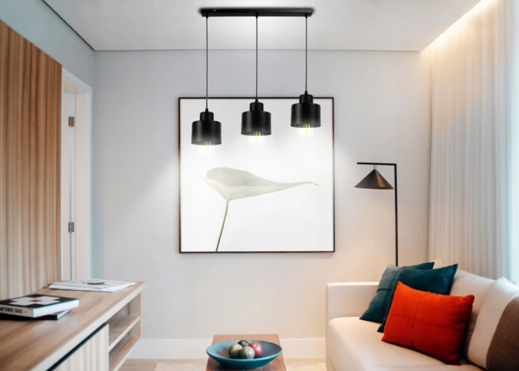 LAMPA WISZĄCA SUFITOWA BELKA CZARNY KUBEK 3XE27