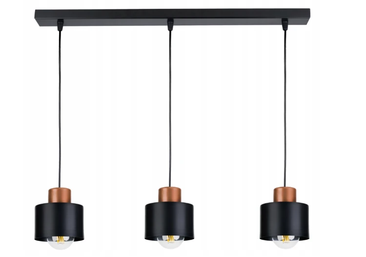 LAMPA WISZĄCA SUFITOWA BELKA CZARNY KUBEK 3XE27