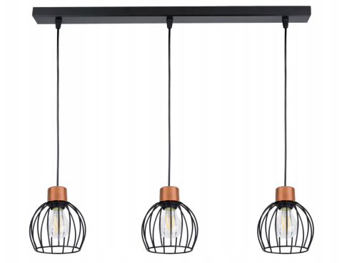 LAMPA WISZĄCA SUFITOWA REGULOWANA KULA DRUCIANA 3X