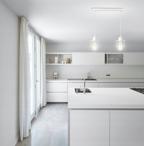 Lampa Wisząca Sufitowa Regulowana SPRĘŻYNA BIAŁA