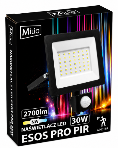 Naświetlacz LED 30W Halogen z CZUJNIK RUCHU Zmierzchu 2700lm 4000K Czujka