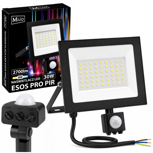 Naświetlacz LED 30W Halogen z CZUJNIK RUCHU Zmierzchu 2700lm 4000K Czujka