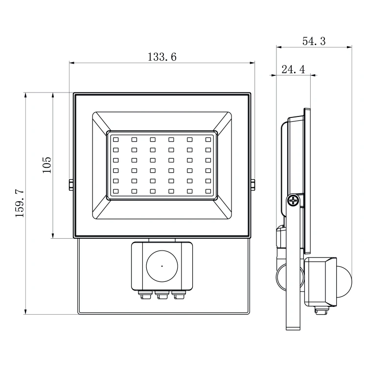 Naświetlacz LED 30W Halogen z CZUJNIK RUCHU Zmierzchu 2700lm 4000K Czujka