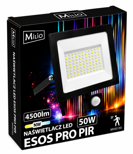 Naświetlacz LED 50W Halogen z CZUJNIK RUCHU Zmierzchu 4500lm 4000K Czujka