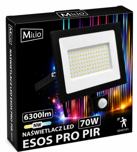 Naświetlacz LED 70W Halogen z CZUJNIK RUCHU Zmierzchu 6300lm 4000K Czujka