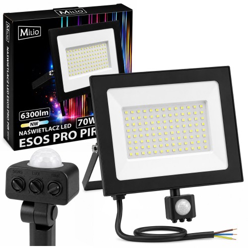Naświetlacz LED 70W Halogen z CZUJNIK RUCHU Zmierzchu 6300lm 4000K Czujka