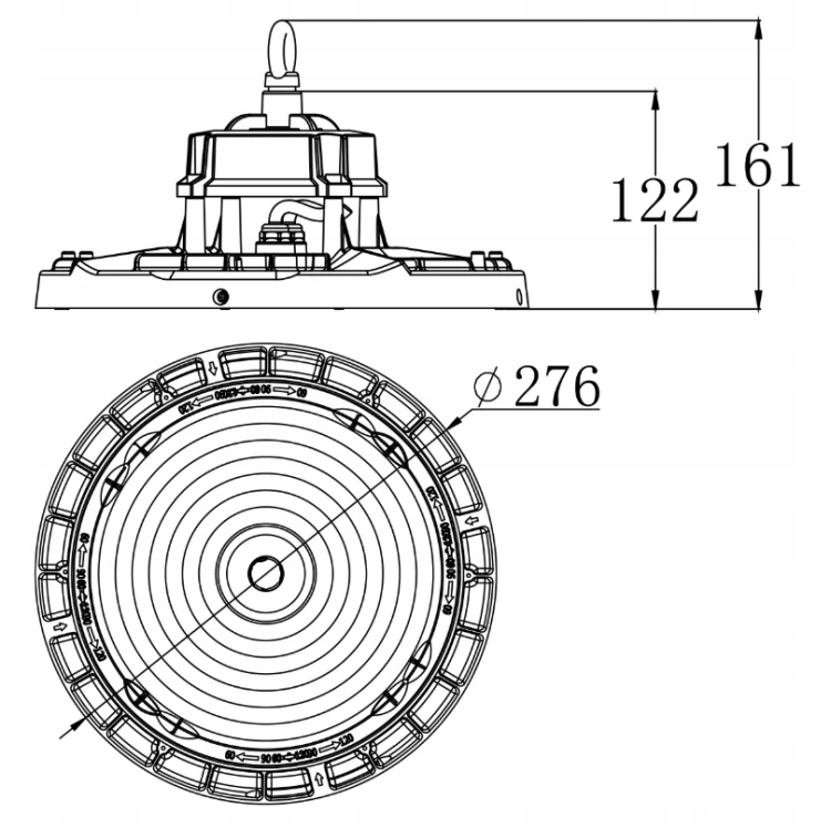 Lampa Przemysłowa LED High Bay UFO 100W 18500lm Na Magazyn CCT Ściemniana