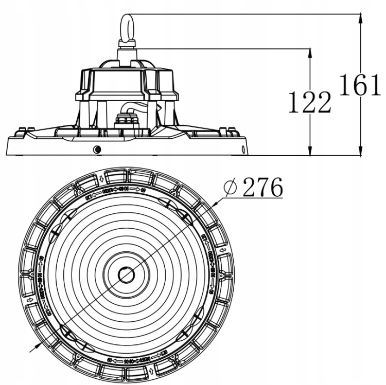 Lampa Przemysłowa LED High Bay UFO 150W 27750lm Na Magazyn CCT Ściemniana