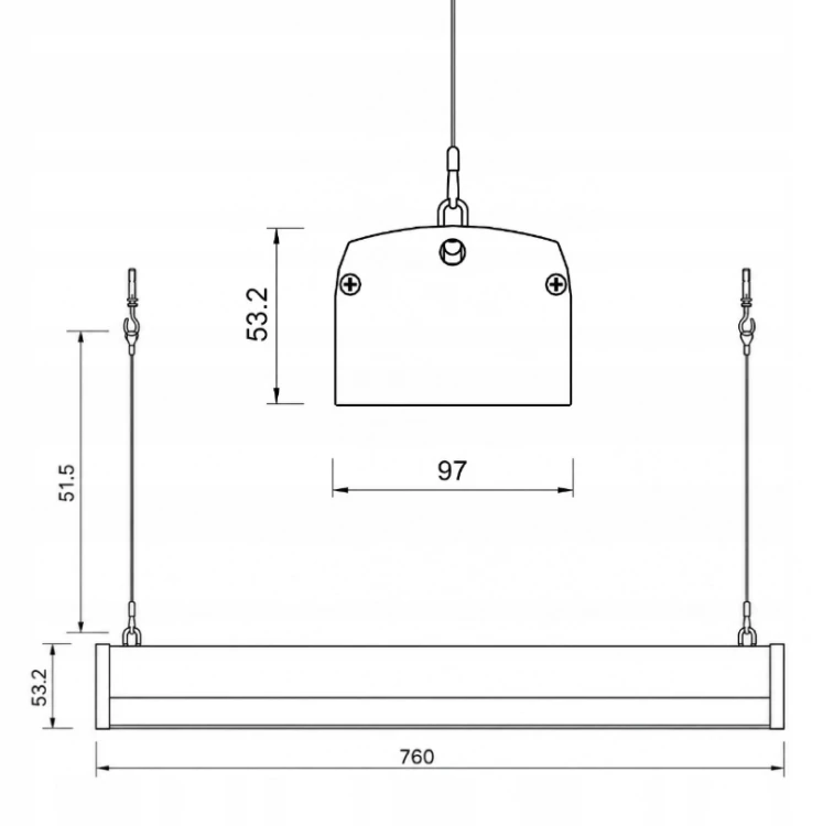 Lampa Wisząca Przemysłowa LED 150W 15000lm 230V Natynkowa + Linki Premium