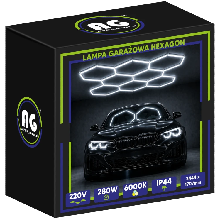 Lampa Garażowa Hexagon 280W 6500K 33600LM
