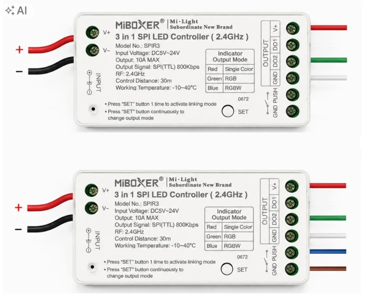 TAŚMA LED CYFROWA PŁYNĄCA FALA 20M COB 260W WS2811 24V MIBOXER STEROWNIK