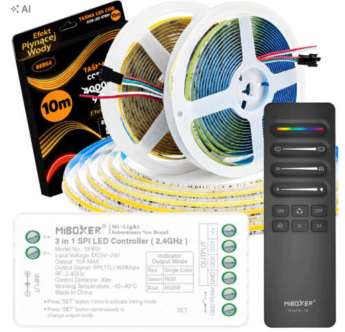 TAŚMA LED CYFROWA PŁYNĄCA FALA 10M COB 130W WS2811 24V MIBOXER STEROWNIK