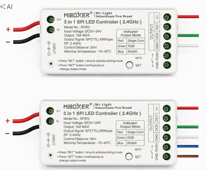 TAŚMA LED CYFROWA PŁYNĄCA FALA 10M COB 130W WS2811 24V MIBOXER STEROWNIK