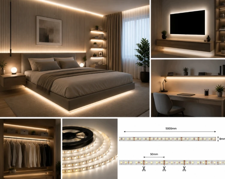 Taśma LED 12V 24W 5m Barwa Neutralna 4000K 8mm 1000lm Dekoracyjna Dzienna