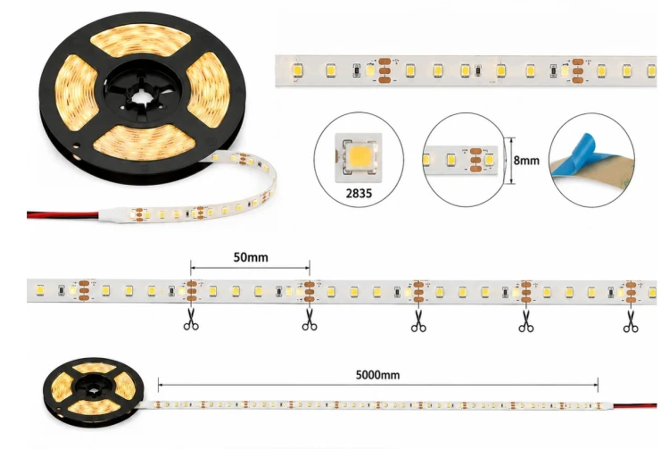 Taśma LED 12V 24W 5m Barwa Neutralna 4000K 8mm 1000lm Dekoracyjna Dzienna
