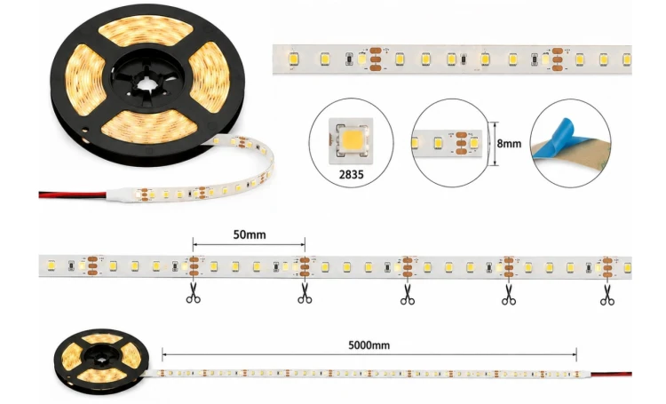 Taśma LED 12V 24W 5m Barwa Ciepła 3000K 8mm 1000lm IP20 Dekoracyjna Klimat