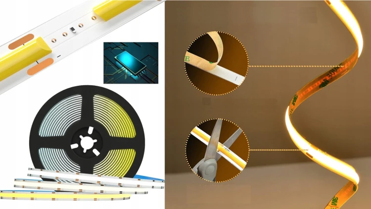 Taśma LED 12V 50W COB 5m Ciepła Barwa 4500lm 320LED/metr Mocna 3000K Gietka
