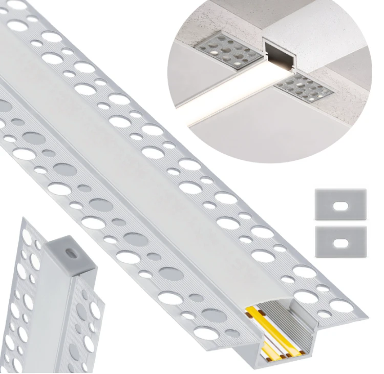 Profil LED Aluminiowy 3m Wpuszczany Do GK Karton Gips 17mm Szeroki Zestaw