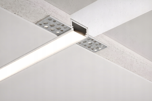 Profil LED Aluminiowy 3m Wpuszczany Do GK Karton Gips 17mm Szeroki Zestaw