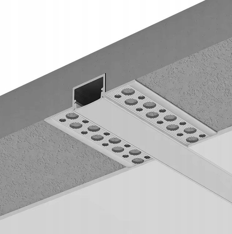 Profil LED Aluminiowy 3m Wpuszczany Do GK Karton Gips 17mm Szeroki Zestaw