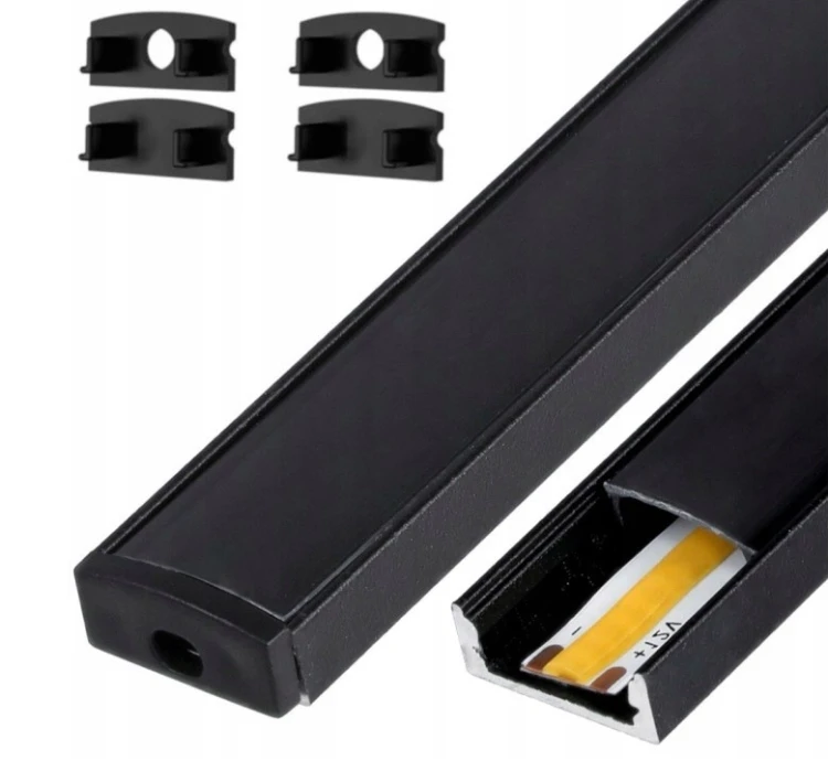 Profil LED Aluminiowy 2m Czarny Natynkowy Do Taśmy LED 8mm - 12mm 5 sztuk
