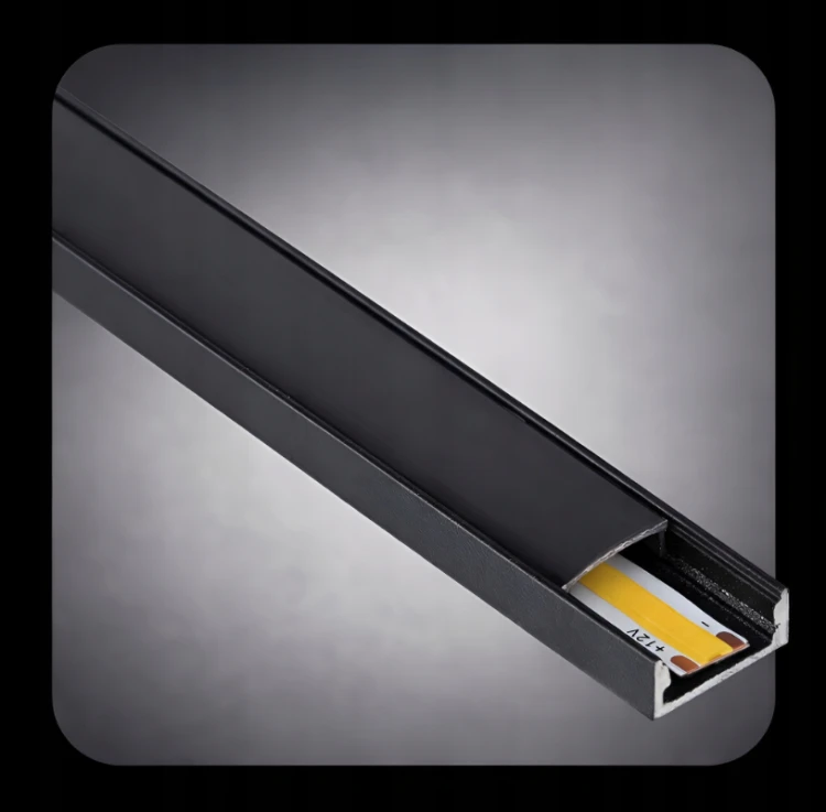Profil LED Aluminiowy 2m Czarny Natynkowy Do Taśmy LED 8mm - 12mm 5 sztuk