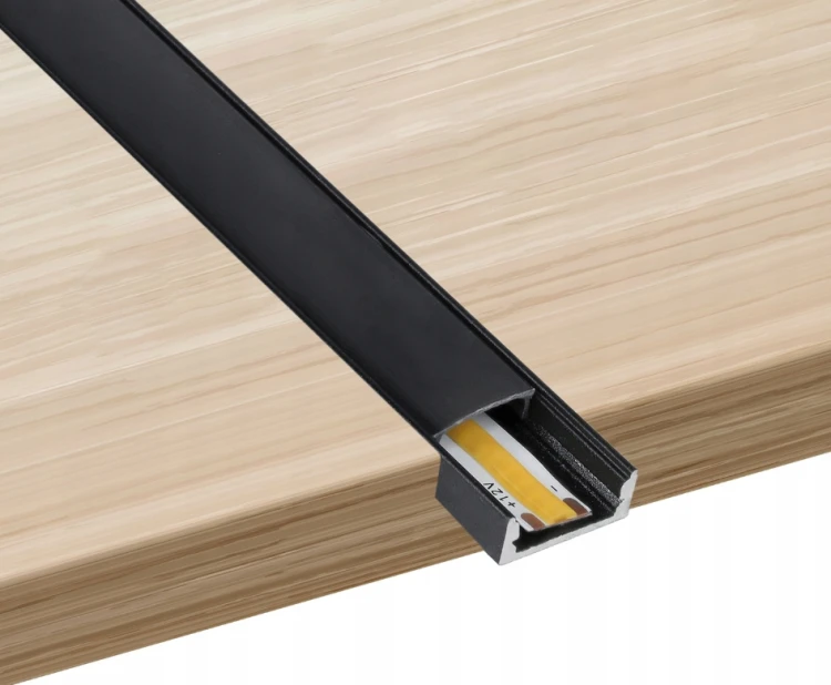 Profil LED Aluminiowy 2m Czarny Natynkowy Do Taśmy LED 8mm - 12mm 5 sztuk