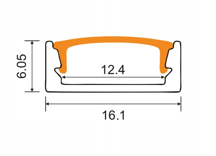 Profil LED Aluminiowy 2m Czarny Natynkowy Do Taśmy LED 8mm - 12mm 5 sztuk
