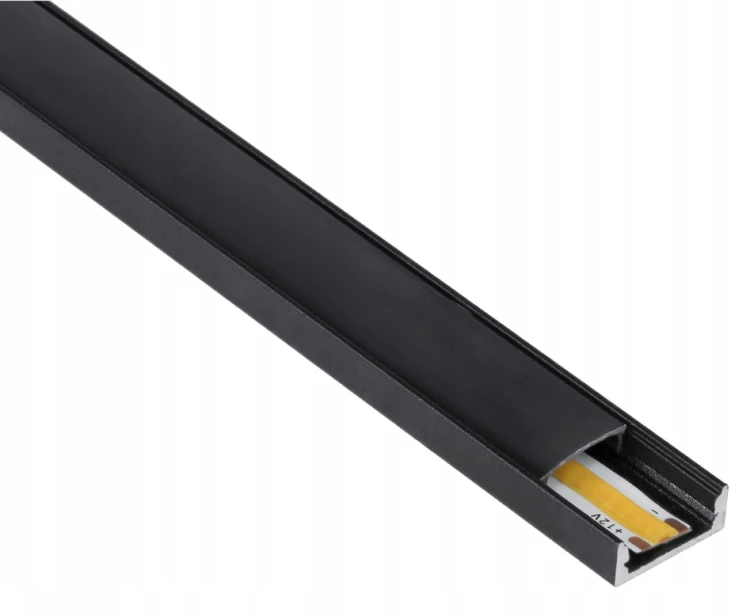 Profil LED Aluminiowy 2m Czarny Natynkowy Do Taśmy LED 8mm - 12mm 5 sztuk