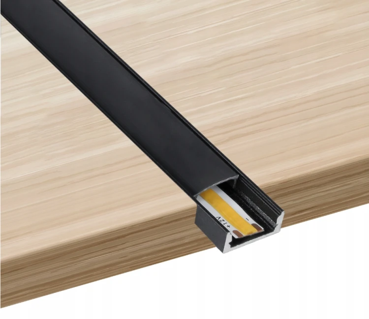Profil LED Aluminiowy 2m Czarny Natynkowy Do Taśmy LED 8mm-12mm Zestaw x10
