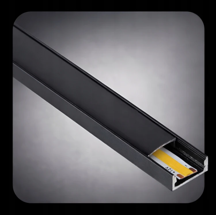 Profil LED Aluminiowy 2m Czarny Natynkowy Do Taśmy LED 8mm-12mm Zestaw x10