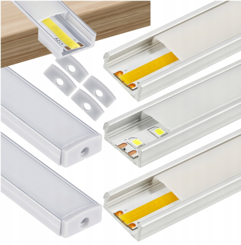 Zestaw 5x Profil Aluminiowy LED Anodowany Natynkowy 2m + Klosz Mleczny
