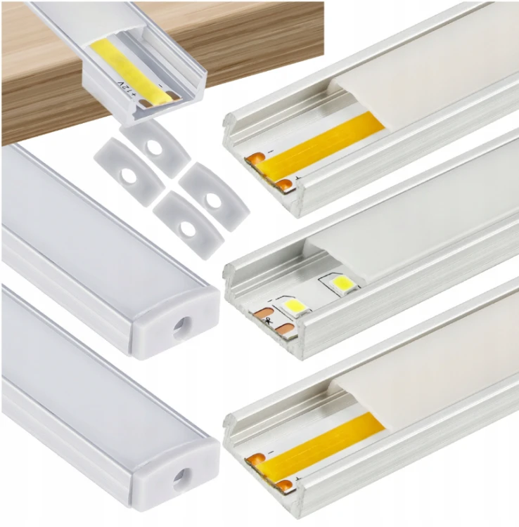 Zestaw 5x Profil Aluminiowy LED Anodowany Natynkowy 2m + Klosz Mleczny