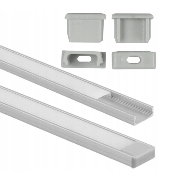 Zestaw 5x Profil Aluminiowy LED Anodowany Natynkowy 2m + Klosz Mleczny
