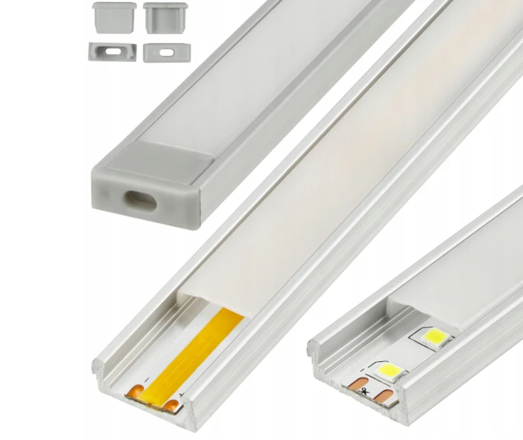 Zestaw 5x Profil Aluminiowy LED Anodowany Natynkowy 2m + Klosz Mleczny