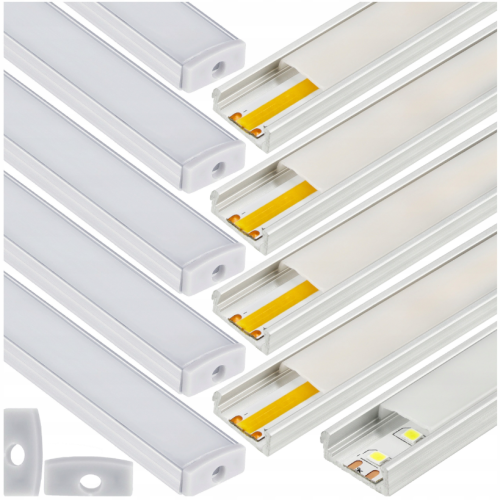 Zestaw 10xProfil Aluminiowy LED Anodowany Natynkowy 2m + Klosz Mleczny
