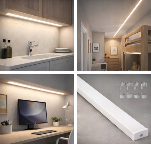 Zestaw 5x PROFIL LED Aluminiowy 1m Biały Natynkowy Do Taśmy LED 8mm - 12mm