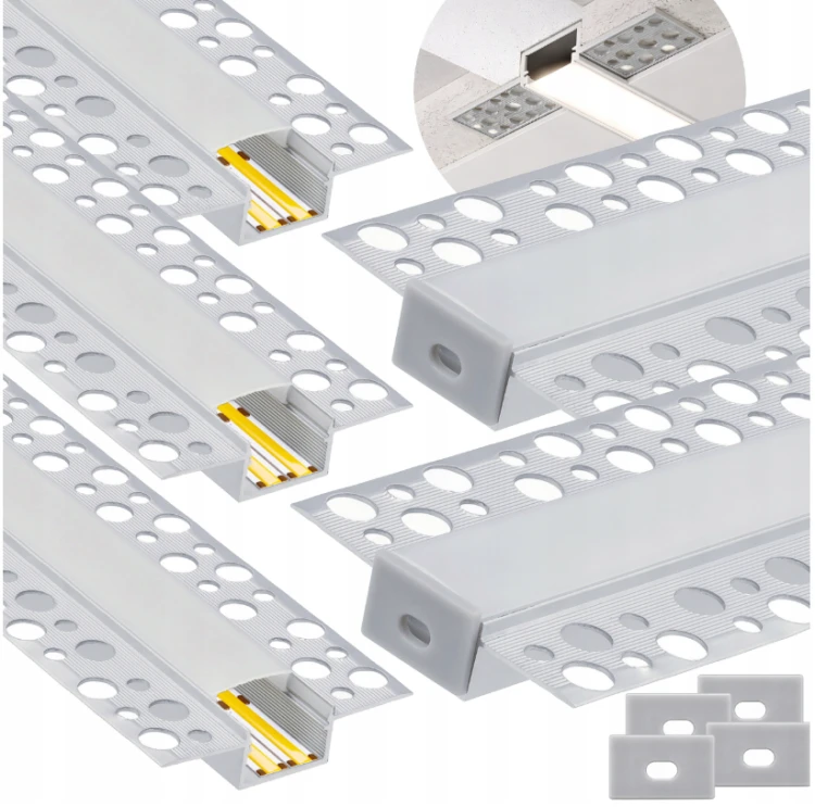 Zestaw 5x Profil Aluminiowy LED Podtynkowy Do Regips Kartongips Anodowany 2m