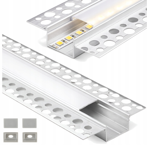 Zestaw 5x Profil Aluminiowy LED Podtynkowy Do Regips Kartongips Anodowany 2m