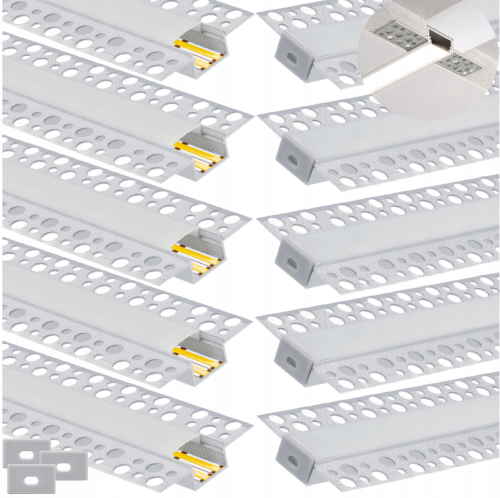 Zestaw 10x Profil Aluminiowy LED Podtynkowy 2m Do Regips Kartongips Anodowany