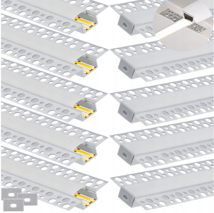 Zestaw 10x Profil Aluminiowy LED Podtynkowy 2m Do Regips Kartongips Anodowany