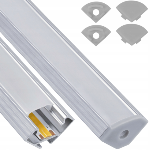 Zestaw 5x Profil LED Aluminiowy Biały 2m Narożny Kątowy Do Taśmy Rogowy 12mm