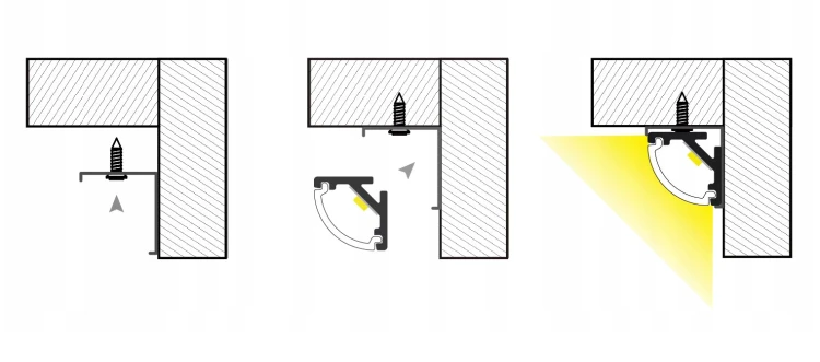Zestaw 5x Profil LED Aluminiowy Biały 2m Narożny Kątowy Do Taśmy Rogowy 12mm