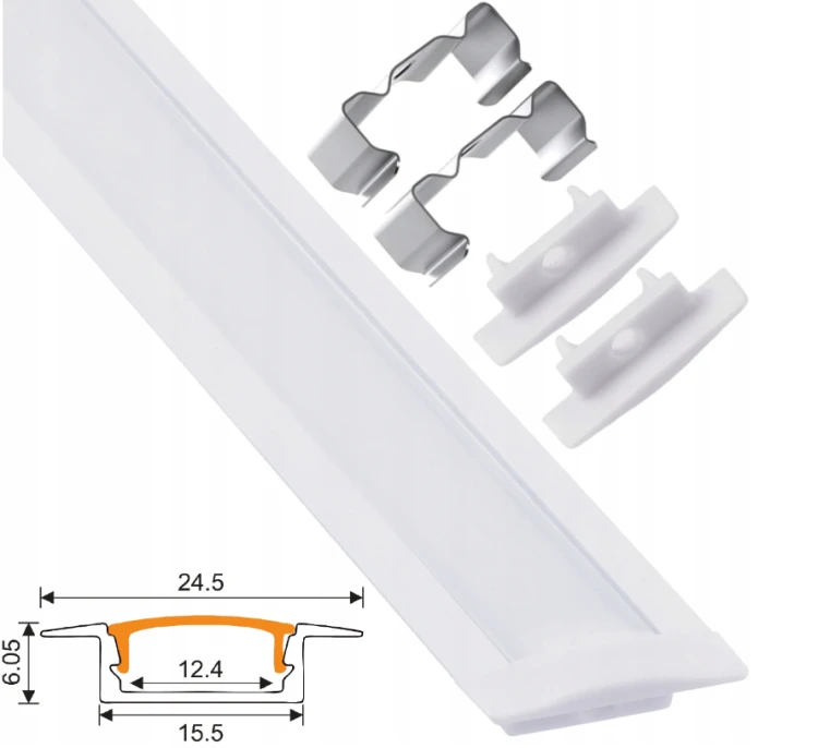 Zestaw 5x Profil LED Wpuszczany 1m Aluminiowy Podtynkowy Biały Do Taśmy LED