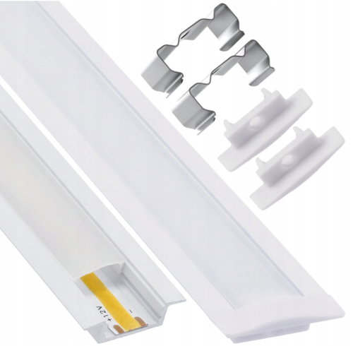 Zestaw 10x Profil LED Wpuszczany 1m Aluminiowy Podtynkowy Biały Do Taśmy LED