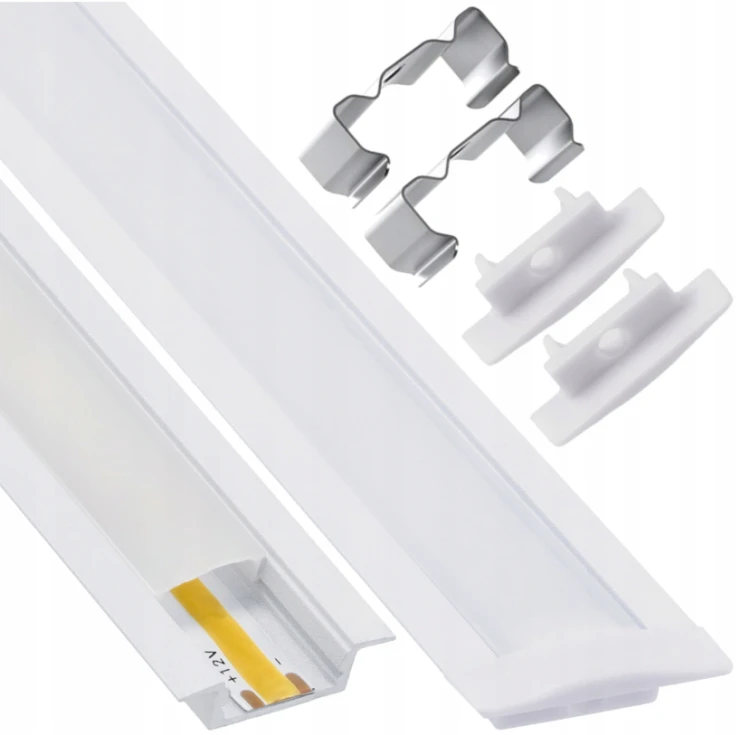 Zestaw 10x Profil LED Wpuszczany 1m Aluminiowy Podtynkowy Biały Do Taśmy LED