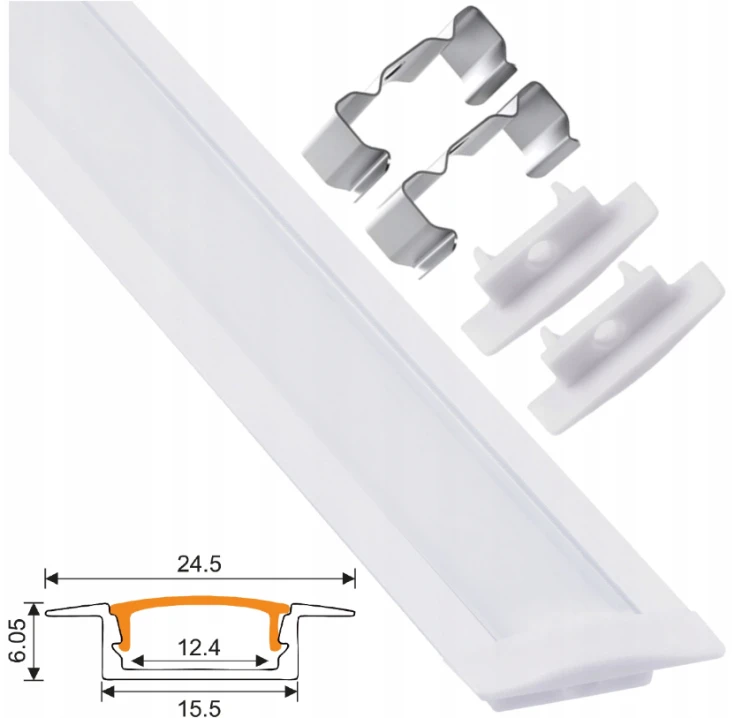 Zestaw 10x Profil LED Wpuszczany 1m Aluminiowy Podtynkowy Biały Do Taśmy LED