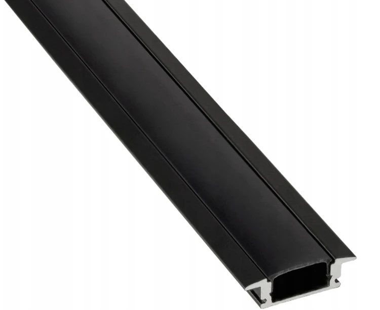 Zestaw 5x PROFIL Aluminiowy Do Taśma LED Czarny Wpuszczany Klosz Czarny 2M