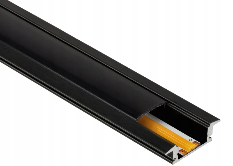 Zestaw 5x PROFIL Aluminiowy Do Taśma LED Czarny Wpuszczany Klosz Czarny 2M