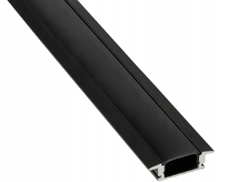 Zestaw 10x PROFIL Aluminiowy Do Taśma LED Czarny Wpuszczany Klosz Czarny 2M
